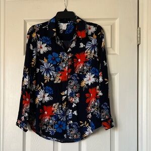 Floral Long Sleeve Button-Up Blouse